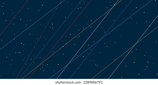 Vector Pattern - Colorful Slanted Lines, Stripes and Random Starlike Dots on a Dark Background - Minimalist Wide Scale Texture Design