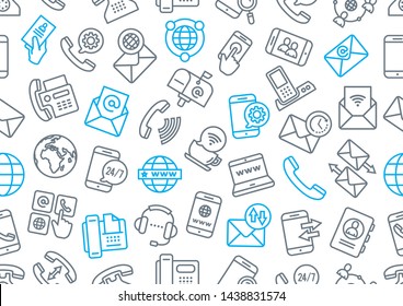 Vector pattern contact in business on a white background. Illustration of accessories related to communication.