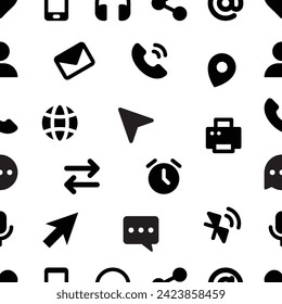 Vector Pattern with Contact and Communication, Seamless Background.