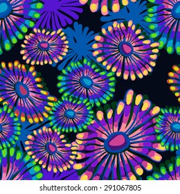 vector pattern with coral reefs and underwater flowers