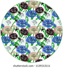 Vector pattern Cornflower Field. A hand-drawn image for insertion into a document, a website, a presentation, etc.