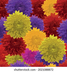 vector pattern created from multicolored chrysanthemum flowers, suitable for wallpapers, textiles, curtains, fabric, covers, covers