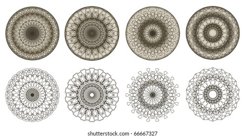 Vector pattern for currency, certificate or diplomas, decorative elements