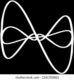 Vector pattern from a curve of the second order on a plane in a polar coordinate system. Mathematical white curve on a black background.