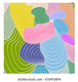 Vector pattern, curved lines, striped color background. Abstract dynamical rippled texture, 3D visual effect, illusion of movement, curvature. Pop art design