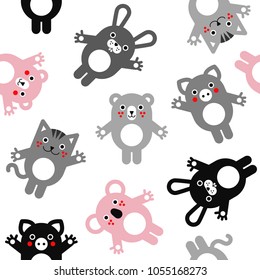 Vector Pattern With Cute Animals. Seamless Background.