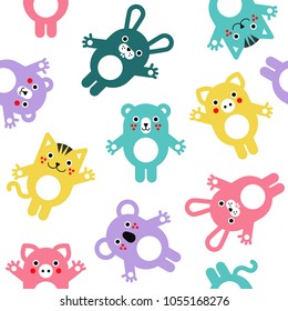 Vector Pattern With Cute Animals. Seamless Background.