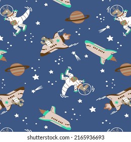 vector pattern cute baby cartoon galaxy space rocket planet and astronomy