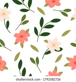 Patrón vectorial con flores lindas y brillantes.