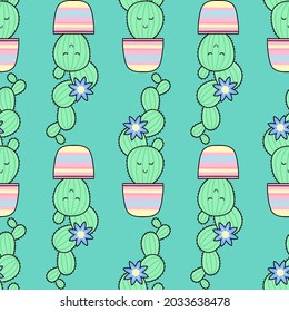 Vector pattern of cute Cacti. Design for cards, clothes and other