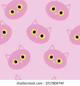 vector pattern with cute cat. flat pattern illustration with little pink cat