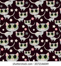 Patrón vectorial gatos lindos. Fotorealismo. Para imprimir en tela.