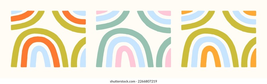 Vector pattern with cute colored rainbows. Perfect for fabric, textile, wrapping, wallpaper, apparel for kids. Geometric pattern.