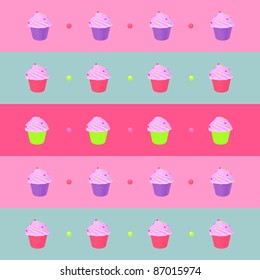 vector pattern with cute cupcakes