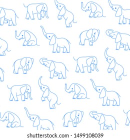 Vector pattern with cute elephant in cartoon style. Children's print for fabric, textile, clothes, toys, book.