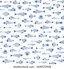 Vector pattern of cute fish with a pattern