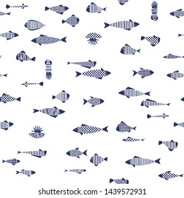 Vector pattern of cute fish with a pattern