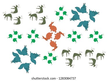 Vector pattern with cute little animals
