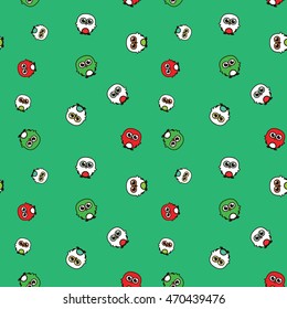 Vector pattern of cute owl. Cartoon. Green

