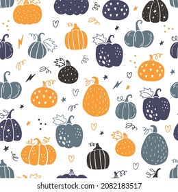 Vector pattern of cute pumpkins