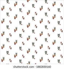 Vector pattern with cute stylized flat image of animals