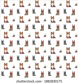 Vector pattern with cute stylized flat image of animals