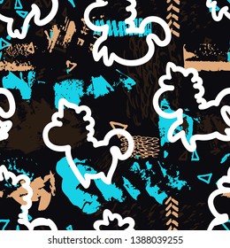 Vector pattern with cute unicorns. Perfect for fabric, wallpaper, wrapping paper or nursery decor.