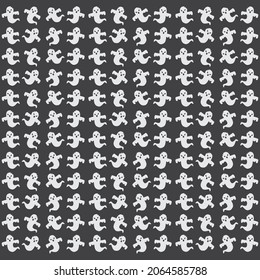 Vector pattern cute white ghost halloween theme, suitable for design, illustration, halloween greeting card and background