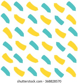 Vector pattern with cyan and yellow strokes on white background. Seamless pattern can be used for wallpaper, pattern fills, web page background,surface textures.