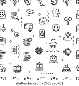 Vector Pattern with Cyber Security, Seamless Background.