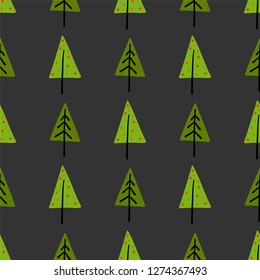 Vector pattern for decoration design with Christmas trees and pines