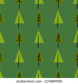 Vector pattern for decoration design with Christmas trees and pines