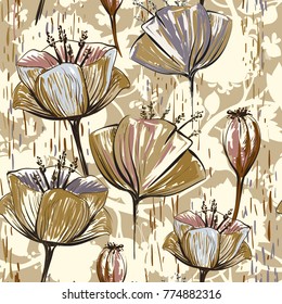 Vector pattern with decorative flowers