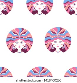 Vector pattern decorative portraits of a girl