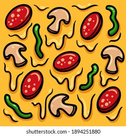 Vector Pattern Of Delicious Pizza