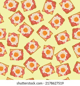 
Vector pattern. delicious toast with egg and bacon. deliciousness