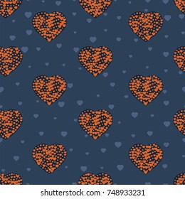 Vector pattern depicting hearts of different sizes.