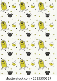 vector pattern design with bear and flask