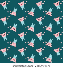 Vector pattern design of a cute pig in pajamas