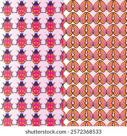 Vector pattern design in lady beetle and butterfly
