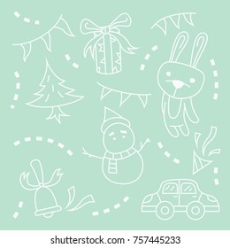 vector pattern design. modern stylish textured for wallpaper, background tile and interior design. seamless Christmas day decorations with stars, trees, gifts and decorations.