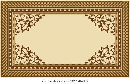 Vector pattern design of muslim  rug.İslamic textile.Ornamental flooring.Arabian ornament with decorative elements.Praying arabian mats.
