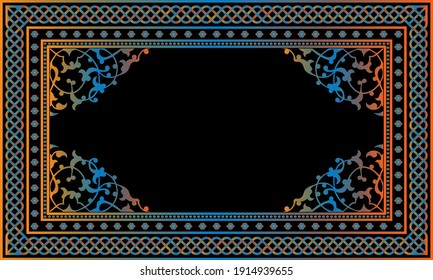 Vector pattern design of muslim  rug.İslamic textile.Ornamental flooring.Arabian ornament with decorative elements.Praying arabian mats.
