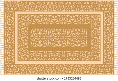 Vector pattern design of muslim rug.İslamic textile.Ornamental flooring.Arabian ornament with decorative elements.Praying arabian mats.