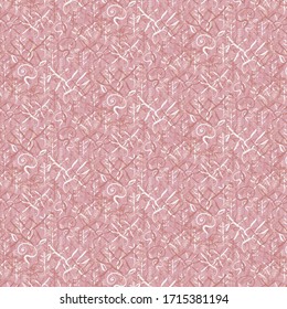 Vector pattern design for prints, backgrounds, textile, wrapping paper with abstract hand drawn cute sea weed, floral, and plant elements in pink rose and light yellow palette