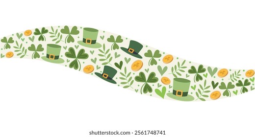 Vector pattern design set clover leaf coin hat for st patrick's day 