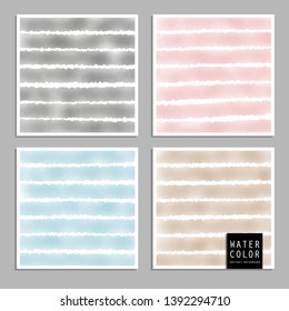 Vector pattern design set with watercolor light stripes.