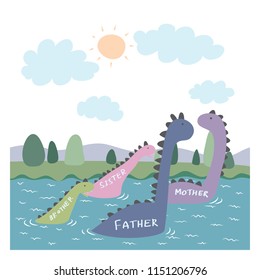vector pattern design.Dinosaurs are simple and literally meaning family.