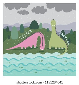 vector pattern design.Dinosaurs are simple and literally meaning family.