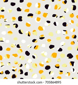 Vector pattern with different Brush Strokes and Dots. Abstract seamless Stylized Marble texture with painted elements.